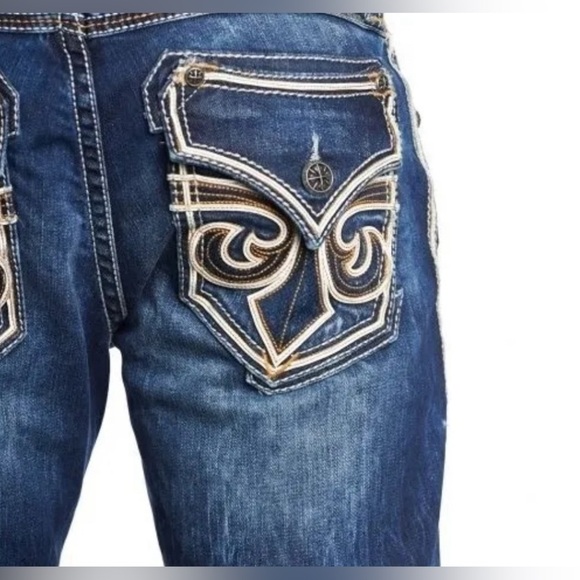 Affliction Cooper Burning Men’s Blue Jeans  size 31 X 32 Sold Out In Stores - Picture 1 of 14